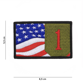 Embleem stof US 1st Infantry Division Big Red One - 8,5 x 5,5 cm.