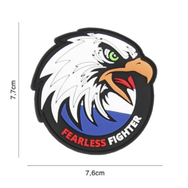 Embleem 3D PVC met klittenband - Fearless Fighter - met klittenband - 7,7 x 7,6 cm.