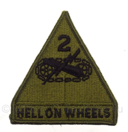 US 2nd Armored Division Patch "hell on wheels" - naoorlogs  - 11,5 x 9 cm - Origineel