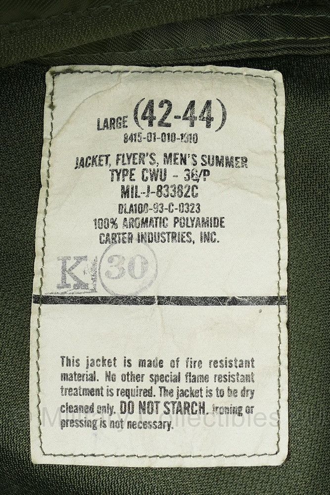 USAF US Air Force Flyers Jacket CWU 36/P - Maat Large = US size 42/44 - origineel