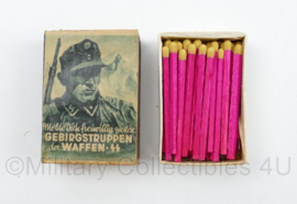 WO2 Duits luciferdoosje van echt hout - Gebirgstruppen der Waffen SS - 6 x 4 cm
