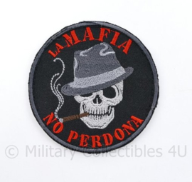 La Mafia No Perdona embleem met Skull uniek - met klittenband - diameter 9 cm - origineel