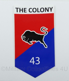 Defensie 43 MECHBAT 43 Gemechaniseerde Brigade The Colony sticker - 27 x 15 cm - origineel