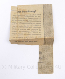 WO2 Duitse kontrollkarte fur den Rinkauf von Tabakswaren - 15 x 9  cm - origineel