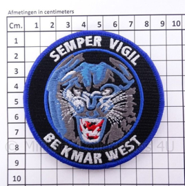 KMAR BE West,  Koninklijke Marechaussee Bijstandseenheid embleem "semper vigil"  - met klittenband -  diameter 9 cm