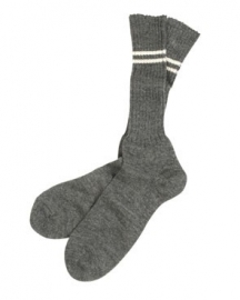 Sokken / Stiefelsocke - grijs met witte strepen - wol