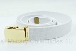 Koninklijke Marine Broekriem wit  - met gouden metalen slot - 150 cm - nieuw in verpakking   - origineel