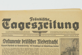 WO2 Duitse krant Frankische Tageszeitung nr. 156 7 juli 1943 - 47 x 32 cm - origineel