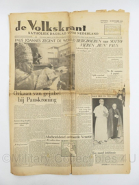 Krant de Volkskrant van 10 november 1958 Paul Joannes Kroning- origineel