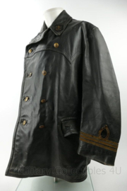 Vintage Brandweer kunstlederen jas met broek en bretels - maat 52 - origineel