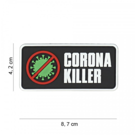 Embleem Corona Killer - met klittenband - 3D PVC - 8,7 x 4,2 cm