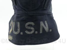 USN US Navy winter hat donkerblauw - gedragen - origineel