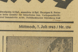 WO2 Duitse krant Frankische Tageszeitung nr. 156 7 juli 1943 - 47 x 32 cm - origineel