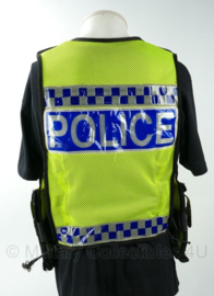 British Police fluorgeel kogelwerend vest hoes zonder ballistische inhoud - Police tactical waistcoat met tassen - origineel