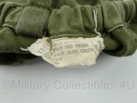 US Army Mittens Shells cotton, leather Palm and Thumb trigger finger Olive Green 1963 - maat Medium - gedragen - origineel