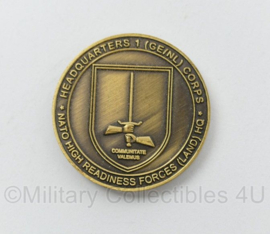 Headquarters 1 (GE/NL) Corps NATO High Readiness Forces (Land) HQ coin Odyssee Sword 2011 - diameter 3,5 cm - origineel