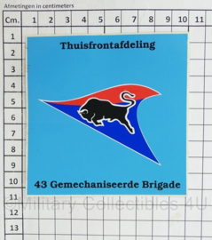 Defensie Thuisfrontafdeling 43 Gemechaniseerde Brigade sticker - 10 x 10 cm - origineel