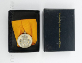 KL Nederlandse leger Trouwe Dienst medaille brons in doosje - met de W van Wilhelmina - origineel