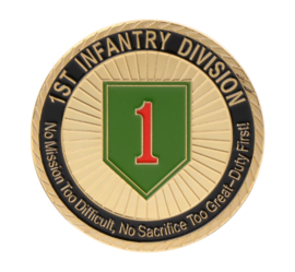 1st Infantry Division coin munt - No Mission Too Difficult, No Sacrifice Too Great - Duty First! - 3,8 cm diameter
