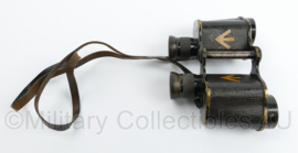 WO1 Britse verrekijker met lederen case - fabrikant Ross London Stereo Prism Binoculars power=6 - origineel