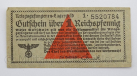 WO2 Duits Gutschein uber 1 Reichspfennig kriegsgefangenen Lagergeld - origineel