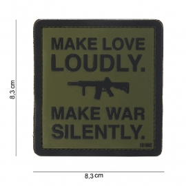 Embleem 3D PVC PVC - met klittenband -Make Love Loudly Groen - 8,3 x 8,3 cm