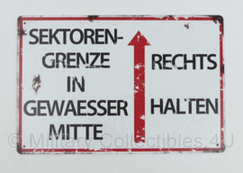 Metalen plaat Sektoren Grenze in Gewaesser Mitte Rechts Halten - 30 x 20 cm