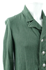 WO2 Duitse Drillich werkjacke werkjas - dikke kwaliteit  - groen - maat Small - gedragen - origineel