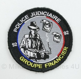 Frans Embleem  Police judiciare groupe financier 92 - met klittenband - diameter 8,5 cm - origineel