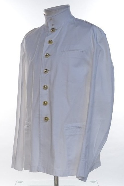 MM Koninklijke Marine witte tropen uniform jas met opstaande kraag en broek Toetoep - Zeldzaam - maat 55 jas (XL) -  NIEUW - origineel