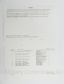 KL Nederlandse leger Detaillijst Oplegger Lage Laadvloer 20 ton achterlading 1989 - 21 x 15 cm - origineel