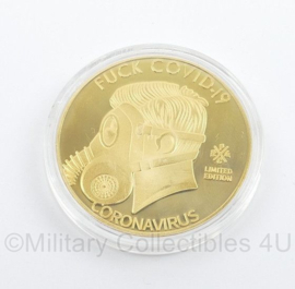 Coin Coronavirus - Fuck Covid19 - limited edition - I survived coronavirus 2021 - diameter 4 cm - origineel