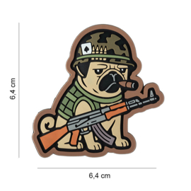 Embleem 3D PVC met klittenband - Tactical Mopshond Dog Vietnam - 6,4 x 6,4  cm.