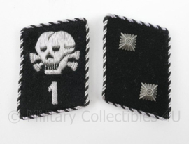 WO2 Duitse SS Totenkopf Officier 1e Divisie kraagstukken - replica
