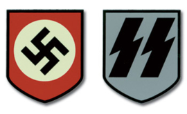 1 paar Decals Waffen en algemeine SS - vroeg model - swastika en runen