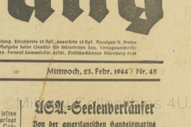 WO2 Duitse krant Frankische Tageszeitung nr. 45 23 februari 1944 - 47 x 32 cm - origineel