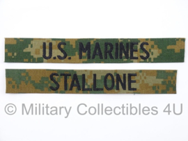USMC US Marines 'STALLONE' branch tape/naamlint SET - marpat woodland camo - nieuw gemaakt