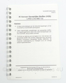KL Nederlandse leger instructiekaart IK Vervoer Gevaarlijke Stoffen VGS druk 5 - Geldig tot 30-6-2025 - origineel