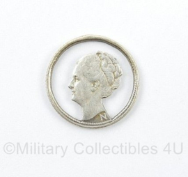 Nederlandse 25 cent 1939 munt uitgezaagd - diameter 2 cm - origineel