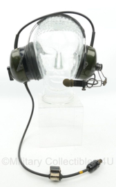 KL Nederlandse leger Peltor koptelefoon voor voertuigbemanning met Gentex Noise cancelling Microphone en voertuig aansluiting - gebruikt - origineel