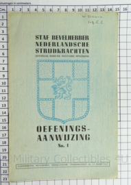 Staf Bevelhebber Nederlandsche strijdkrachten oefenings aanwijzing No1 uit 1945 - afmeting 15 x 23 cm - origineel