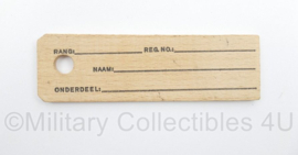 KL Landmacht houten plunjezak label - 13 x 4 cm - origineel