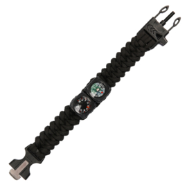 Paracord Survival armband combi 9 inch - met thermometer en kompas - COYOTE