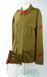 WO2 Belgische leger 9e linie regiment field jacket met muts - 4 dienstjaren rang Korporaal - maat Extra Large - replica