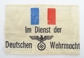 WO2 Duitse armband verouderd - Franse burgers im dienst der Deutschen Wehrmacht - afmeting 12 x 19 cm - replica