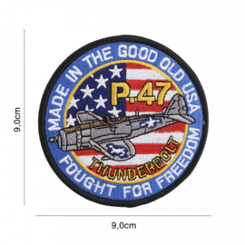 Embleem stof - P-47 Thunderbolt - diameter 9 cm