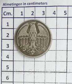 WO2 Duitse replica munt 5 Reichsmark 1935 AH - diameter 3,5 cm - replica