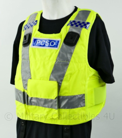 Britse politie fluor geel vest PSCO met portofoon houders - kogelwerende hoes leeg - nieuw - one size - origineel