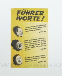 WO2 geallieerd pamflet Führer Worte! - uitgeworpen voor de Duitse bevolking - 21 x 13 cm - origineel