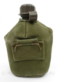 KL Veldfles met RVS beker en canvas hoes - 22 x 14 x 9 cm - origineel